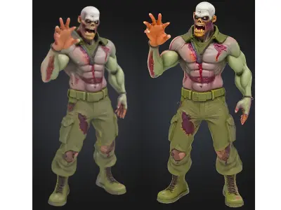 Zombie Fighter Military Gear Low-poly 3D model