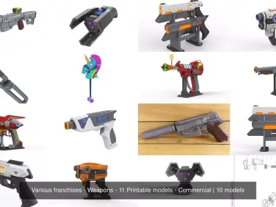 Various franchises - Weapons - 11 Printable models - Commercial 3D Model Collection