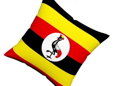 Uganda Flag square Cotton Pillow 3D model