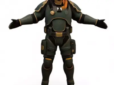 Sci-Fi Bear Gas Mask Armor Character Low-poly 3D model