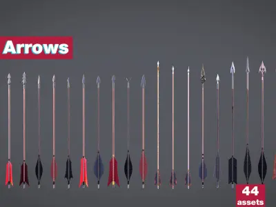 PBR Medieval Arrows Bows Crossbows Pack - 57 Assets 3D model