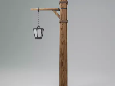 Wood pillar lamp Free low-poly 3D model
