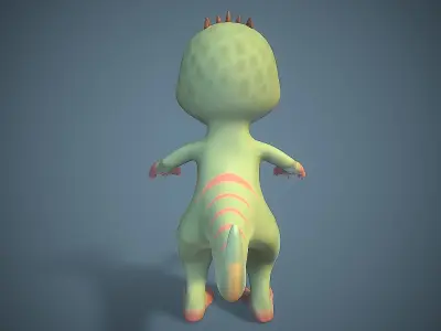 Cartoon young dinosaur Low-poly 3D model