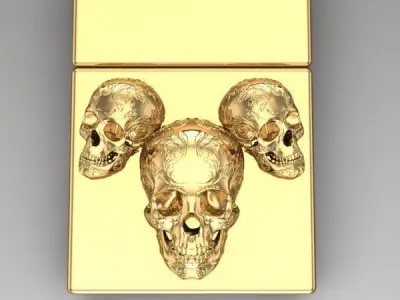 Zippo gold skull cigarette case Free 3D model