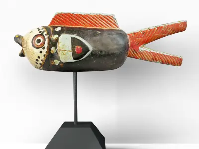 Mali Wood Bozo Fish Puppet 2 3D model