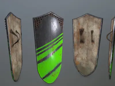 shield set man holding sword and Low-poly 3D model