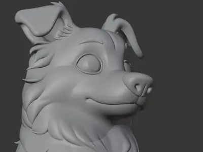 cartoon Collie Dog Sculpture 3D model