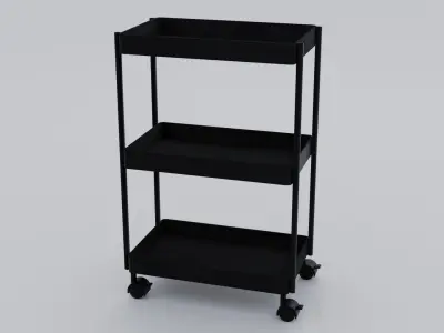 Small black utility roll cart Free 3D model