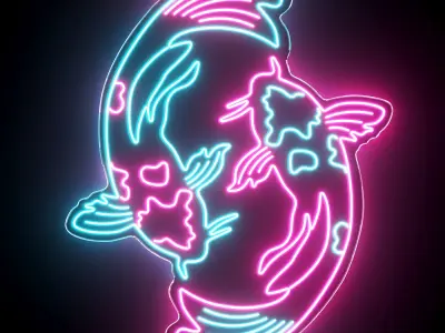 Koi Fish Neon Sign 3D model
