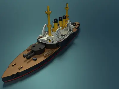 Cartoon Pre-Draednaught Potemkin-Panteleimon Low-poly 3D model