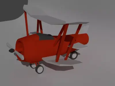 low poly plane biplane Low-poly 3D model