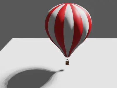 Red Striped Balloon - Balao Vermelho Listrado Low-poly 3D model