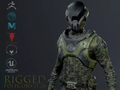 SCI-FI soldier Low-poly 3D model