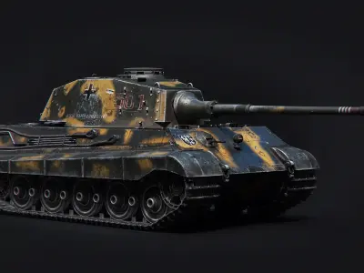 Tank Green Khaki Tiger 2 - King Tiger Koenig Tiger Low-poly 3D model