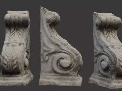 Architectural Corbel 3D Scan Low-poly 3D model