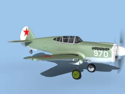 Curtiss P-40F Tomahawk V16 Soviet Union 3D model
