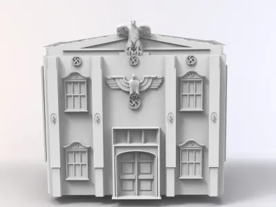 WW2 GERMAN BUILD WITH EAGLE AND FLAGS 3D print model