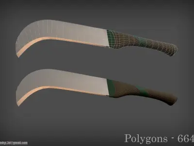 Set Machetes Kukri Low-poly 3D model