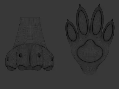 Anthro Feet Paws 3D model