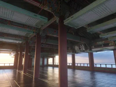 Korea Gwanghallu Pavilion - Joseon Hanok 3D model Low-poly 3D model