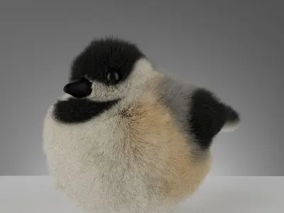 Cute Fluffy Toy Birds 3D model