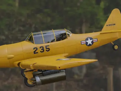 airplane t6 texan  low poly Low-poly 3D model
