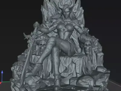 Demon Azhara Queen of the Infernal Throne 32mm STL Model 3D print model