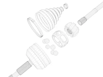 Driveshaft with CV-joints 3D model