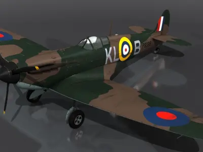 SPITFIRE MK IA 54th Squadron Low-poly 3D model