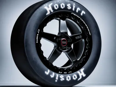 Hoosier Tire Weld Wheels Ventura Drag racing package Low-poly 3D model