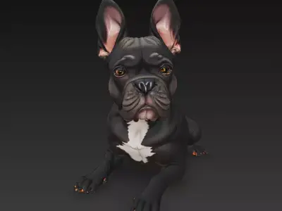 French Bulldog Dog Realistic 3D Model - Low Poly Realistic Low-poly 3D model