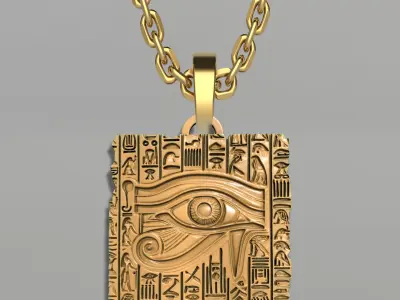 COPY OF OLD EGYPT HIEROGLYPHS EYE HORUS CARVED BOARD PENDANT 3D print model