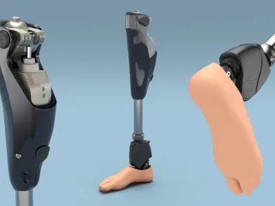 Microprocessor Prosthetic Leg with Foot Black 3D model
