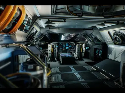 Space kit spaceships planets UE Low-poly 3D model