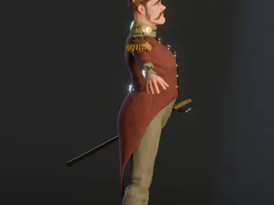 Marshal Vezdan Stylized Military Officer Character Low-poly 3D model