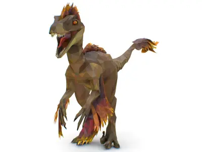Dinosaur Raptor Feathered Lowpoly Art Animal Low-poly 3D model