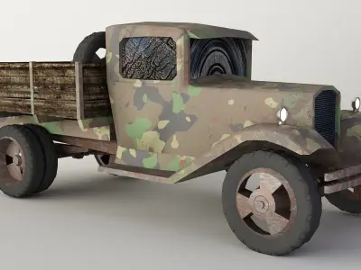  Car GAZ-AA military van Low-poly 3D model