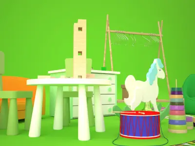 Toy Collection set of furniture 3D model