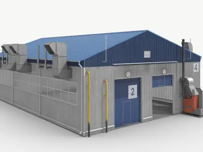 Factory Unit Building UralSpetsTrans Simplified 3D model