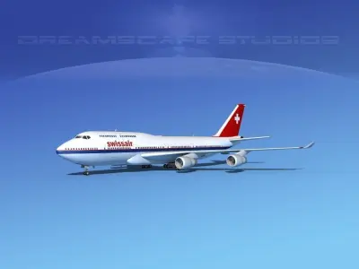 Boeing 747-400 Swissair 3D model