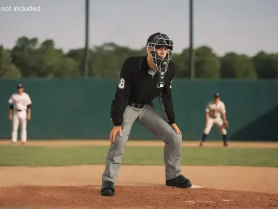 Baseball Umpire with Protective Mask Ready Pose 3D model