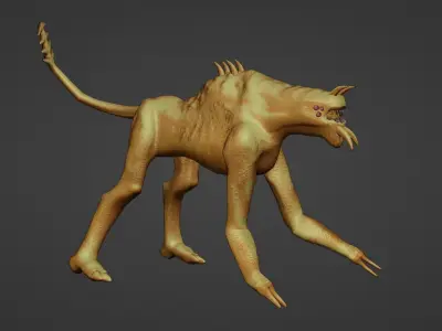 Alien dog creature Low-poly 3D model