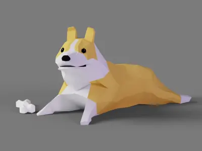 Low Poly Corgi Low-poly 3D model