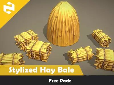 Free Pack - Stylized Hay Bale Free low-poly 3D model