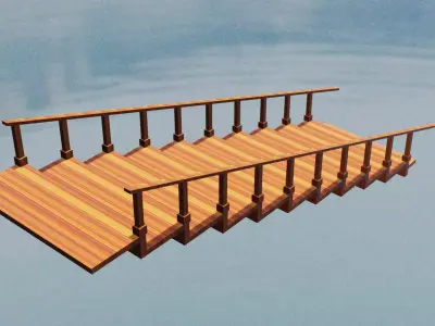 Wood Stair Free low-poly 3D model