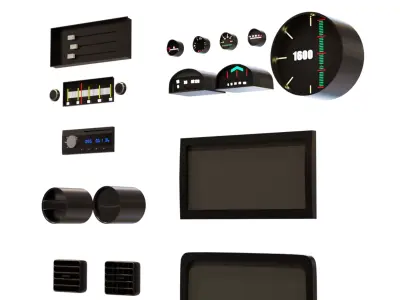Painels Items for Vehicles Low-poly 3D model