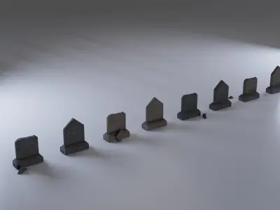 Hand Sculpted cemetery gravestones part 12 Low-poly 3D model