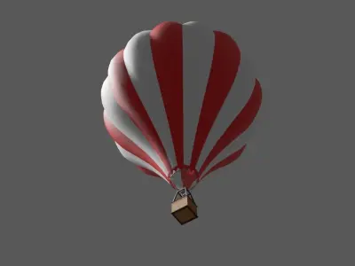 Red Striped Balloon - Balao Vermelho Listrado Low-poly 3D model