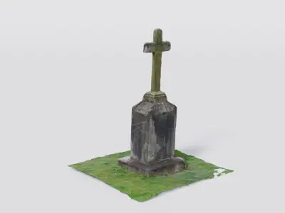 Historical headstone with a cross 3D model