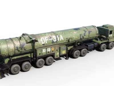 4 coatings of DF-31A CSS-10 DF31A ballistic missile launcher Low-poly 3D model
